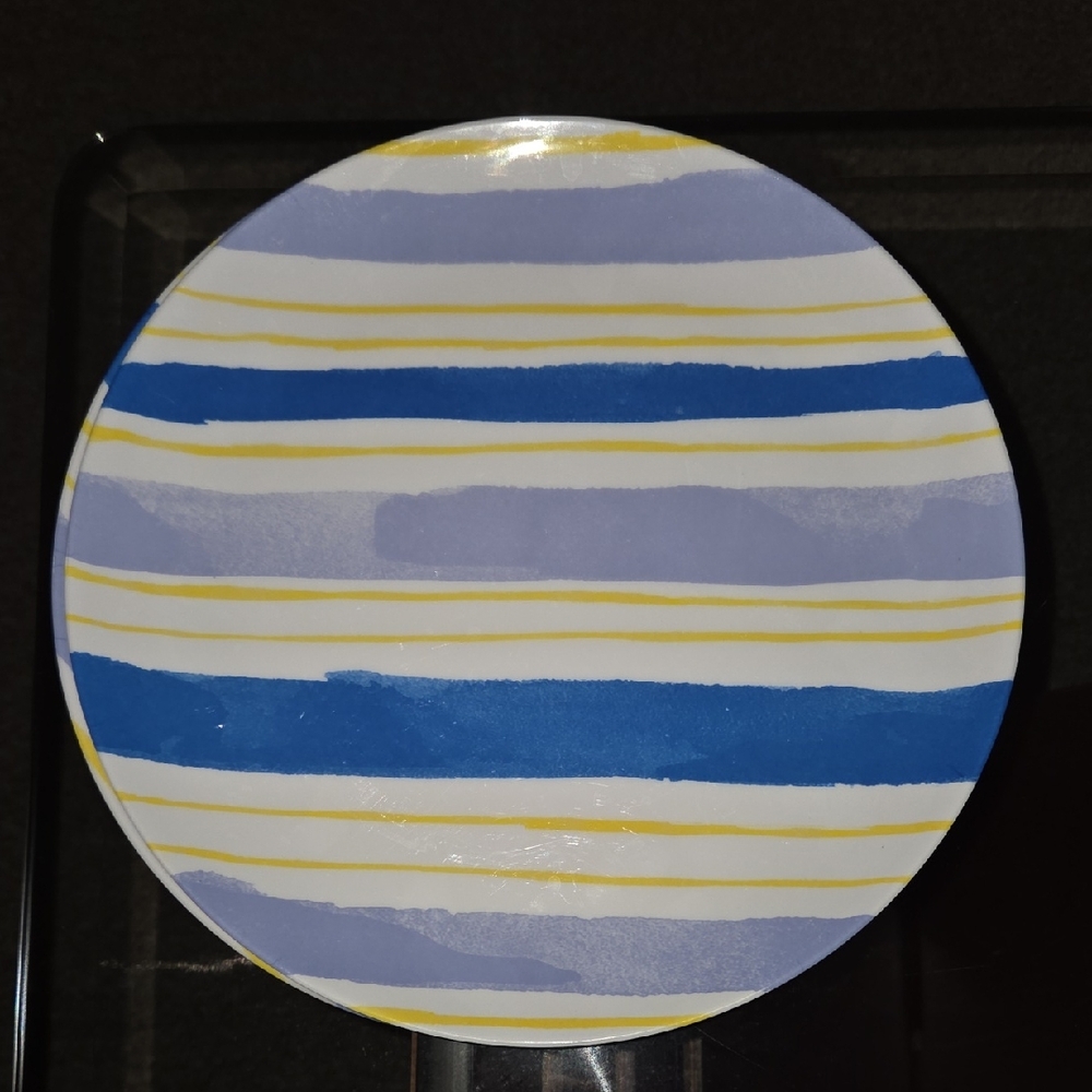 Sur La Table Striped Blue and Yellow Plate